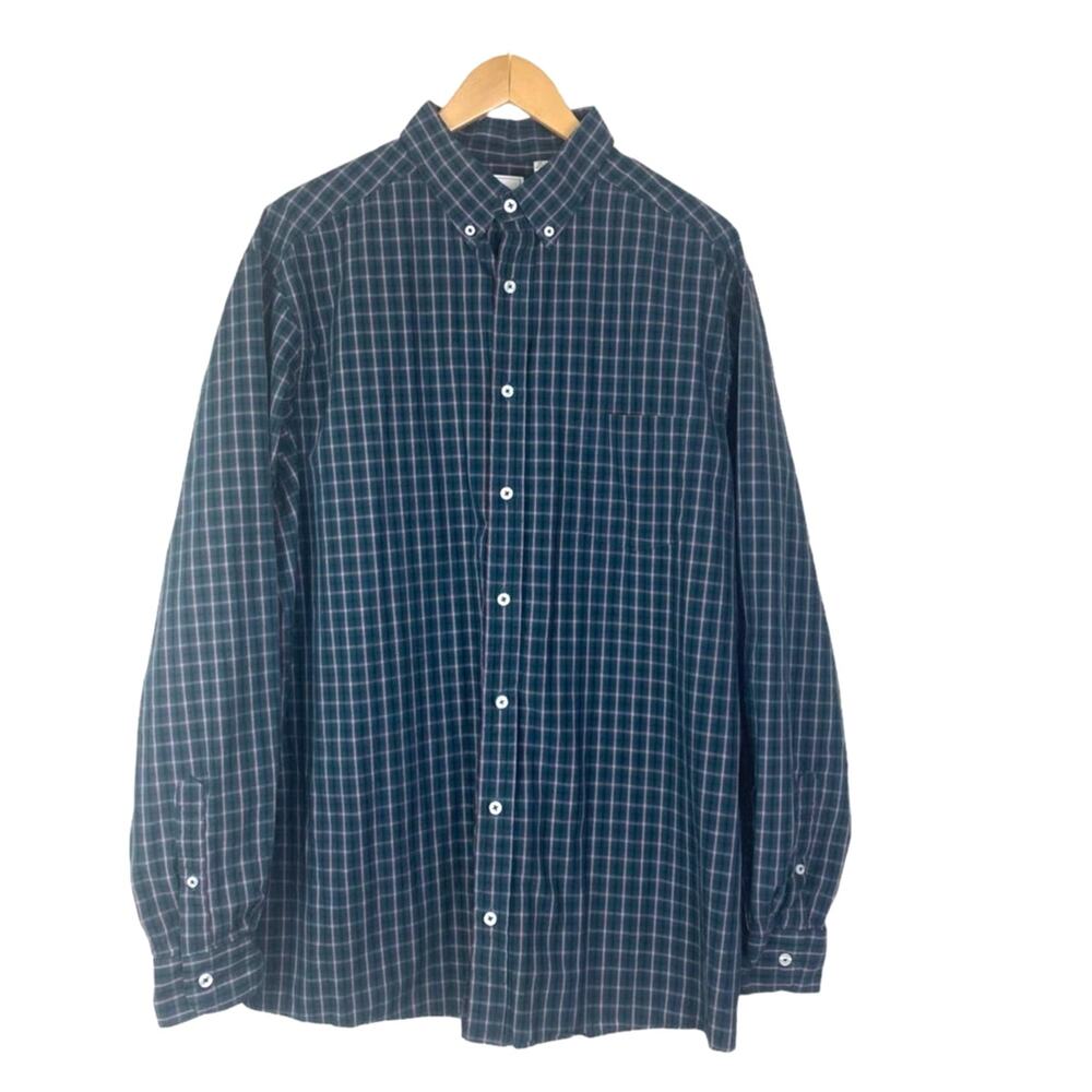 ROWM Men's Preowned Green Plaid Button Down Shirt Size XL Tall
